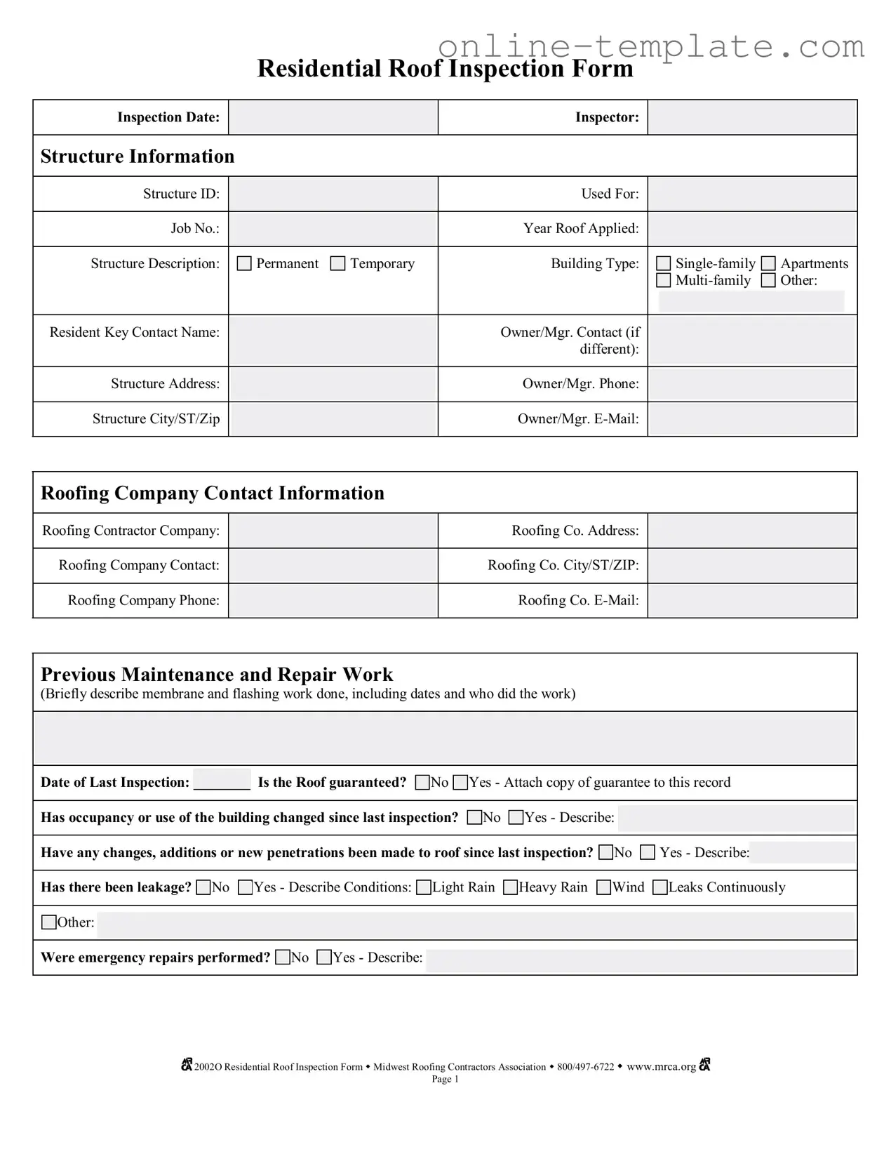 Free Roof Inspection PDF Template