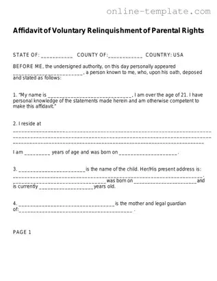 Free Affidavit Parental Rights PDF Template