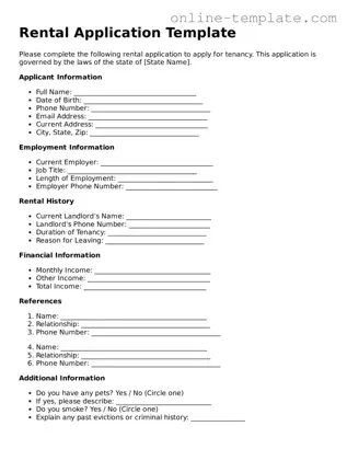 Official Rental Application Template