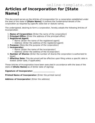 Official Articles of Incorporation Template