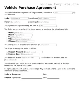 Official Vehicle Purchase Agreement Template