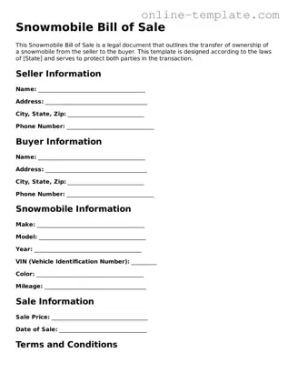 Official Snowmobile Bill of Sale Template