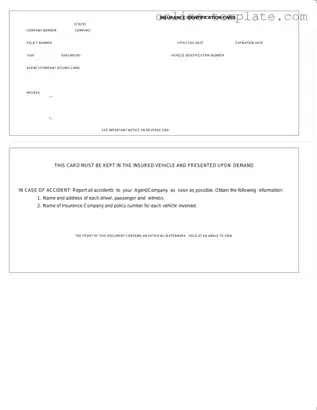 Free Auto Insurance Card PDF Template