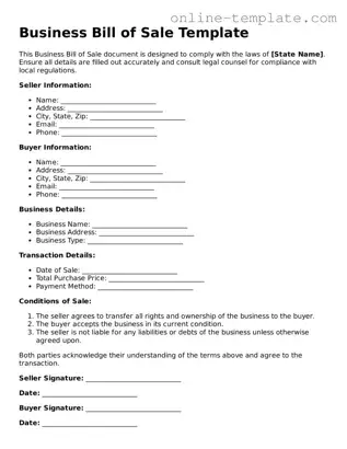 Official Business Bill of Sale Template