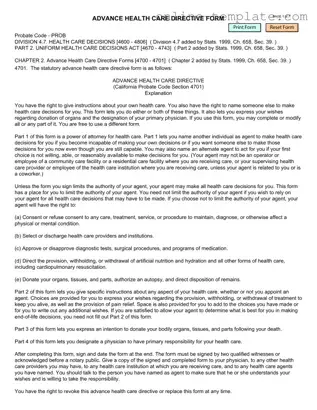 Free California Advanced Health Care Directive PDF Template