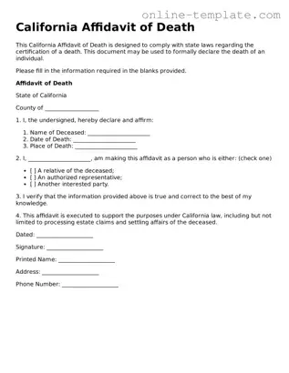 Attorney-Verified  Affidavit of Death Template for California