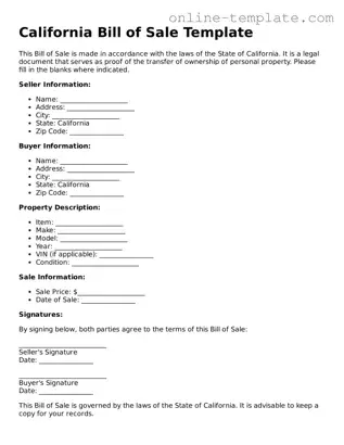 Attorney-Verified  Bill of Sale Template for California