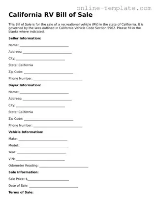 Attorney-Verified  RV Bill of Sale Template for California