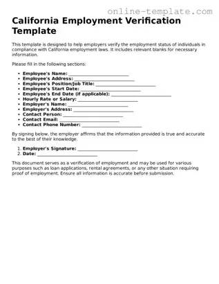 Attorney-Verified  Employment Verification Template for California