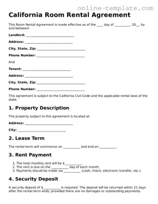 Attorney-Verified  Room Rental Agreement Template for California