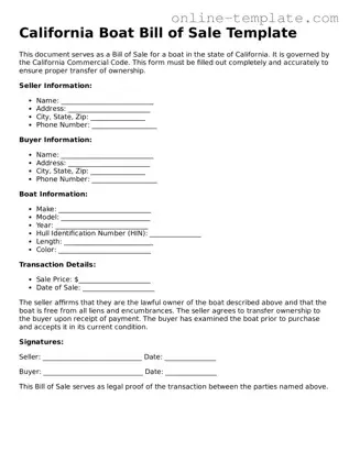 Attorney-Verified  Boat Bill of Sale Template for California
