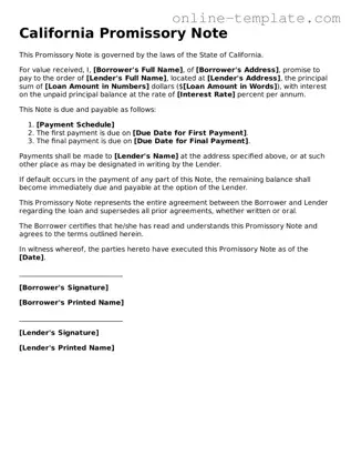 Attorney-Verified  Promissory Note Template for California