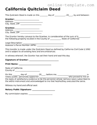Attorney-Verified  Quitclaim Deed Template for California