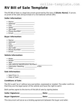 Official RV Bill of Sale Template