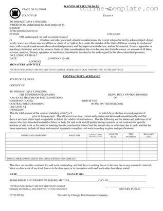 Free Chicago Title Waiver Format PDF Template