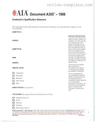 Free AIA A305 PDF Template
