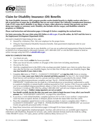Free EDD DE 2501 PDF Template