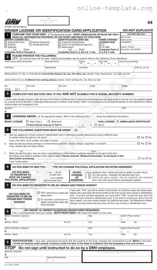 Free Ca Dmv Dl 44 PDF Template