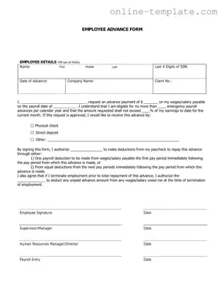 Free Employee Advance PDF Template
