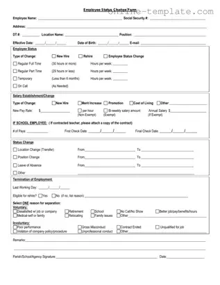 Free Employee Status Change PDF Template