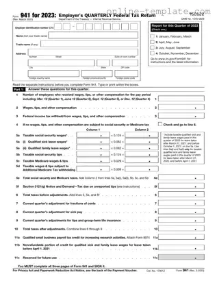 Free IRS 941 PDF Template