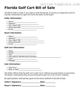 Attorney-Verified  Golf Cart Bill of Sale Template for Florida