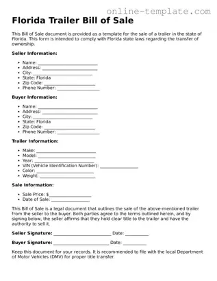 Attorney-Verified  Trailer Bill of Sale Template for Florida