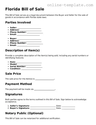 Attorney-Verified  Bill of Sale Template for Florida