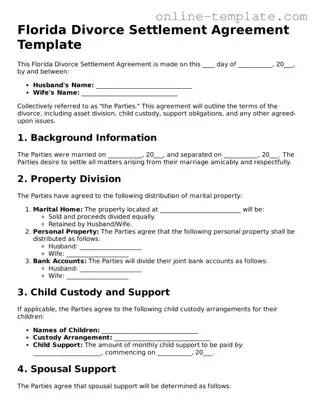 Attorney-Verified  Divorce Settlement Agreement Template for Florida