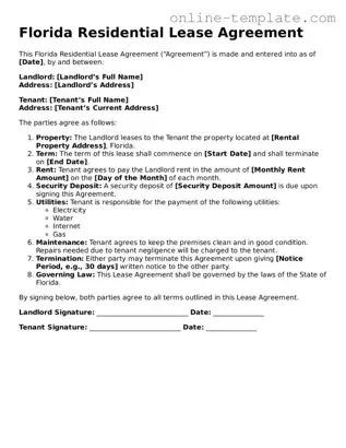 Attorney-Verified  Residential Lease Agreement Template for Florida