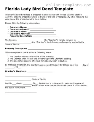 Attorney-Verified  Lady Bird Deed Template for Florida