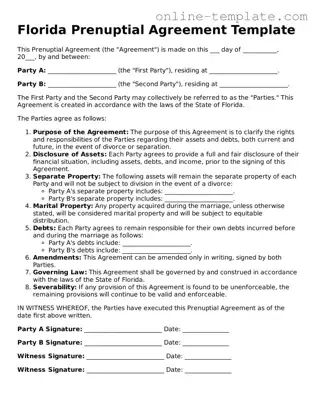 Attorney-Verified  Prenuptial Agreement Template for Florida