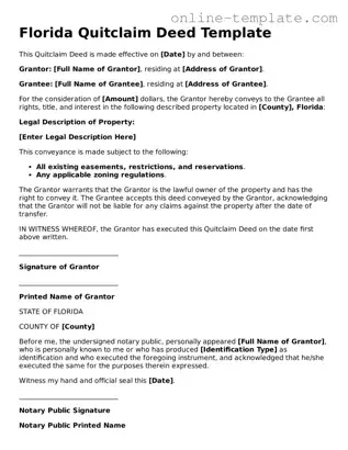 Attorney-Verified  Quitclaim Deed Template for Florida