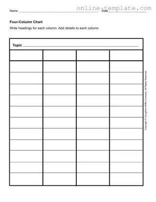 Free Four Column Chart PDF Template