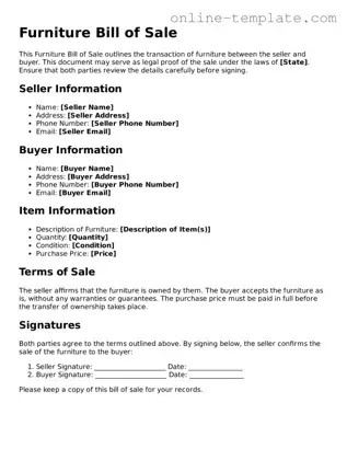 Official Furniture Bill of Sale Template