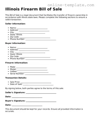 Attorney-Verified  Firearm Bill of Sale Template for Illinois