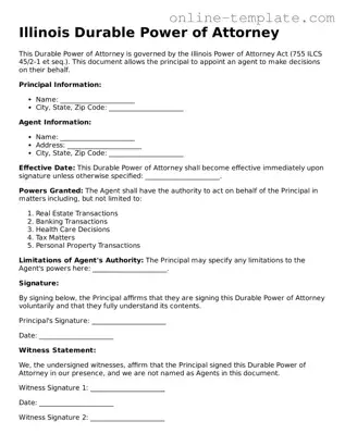 Attorney-Verified  Durable Power of Attorney Template for Illinois