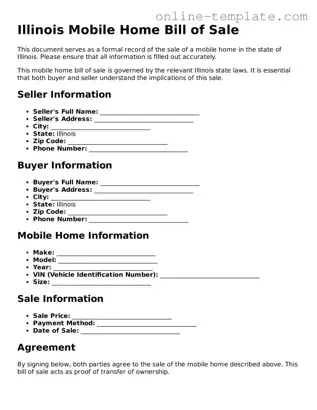 Attorney-Verified  Mobile Home Bill of Sale Template for Illinois