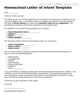 Official Homeschool Letter of Intent Template