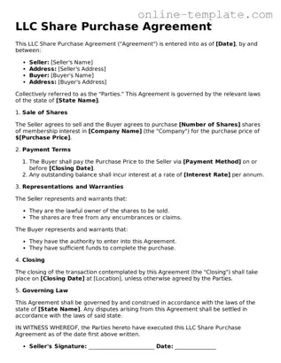 Official LLC Share Purchase Agreement Template