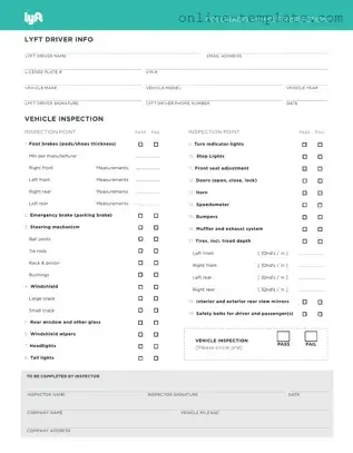 Free Lyft Inspection PDF Template