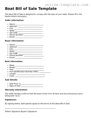 Official Boat Bill of Sale Template