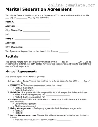 Official Marital Separation Agreement Template