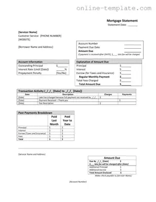 Free Mortgage Statement PDF Template