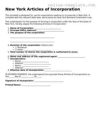Attorney-Verified  Articles of Incorporation Template for New York