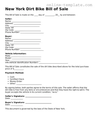 Attorney-Verified  Dirt Bike Bill of Sale Template for New York