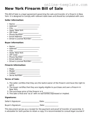 Attorney-Verified  Firearm Bill of Sale Template for New York