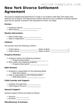 Attorney-Verified  Divorce Settlement Agreement Template for New York