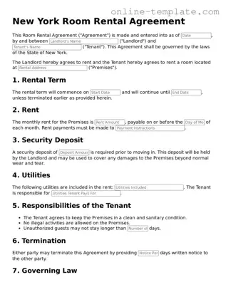 Attorney-Verified  Room Rental Agreement Template for New York