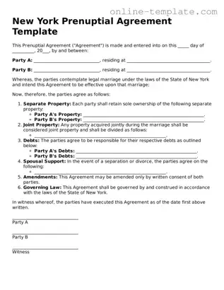 Attorney-Verified  Prenuptial Agreement Template for New York